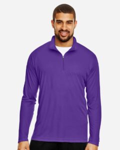 Team 365 TT31 Men’s Zone Performance Quarter-Zip Pullover – Sport Purple (on model)
