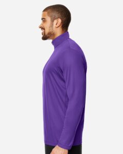 Team 365 TT31 Men’s Zone Performance Quarter-Zip Pullover – Sport Purple (on model side)
