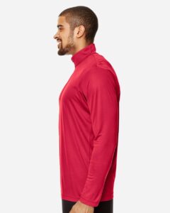 Team 365 TT31 Men’s Zone Performance Quarter-Zip Pullover – Sport Red (on model side)