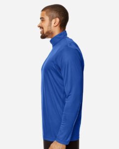 Team 365 TT31 Men’s Zone Performance Quarter-Zip Pullover – Sport Royal (on model side)