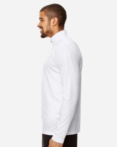 Team 365 TT31 Men’s Zone Performance Quarter-Zip Pullover – White (on model side)