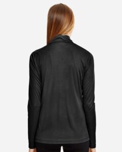 Team 365 TT31W Women’s Zone Performance Quarter-Zip Pullover – Black (on model back)