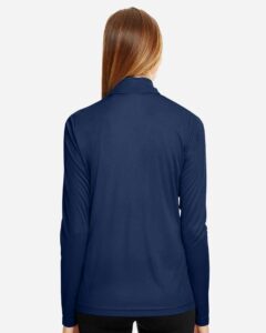Team 365 TT31W Women’s Zone Performance Quarter-Zip Pullover – Sport Dark Navy (on model back)