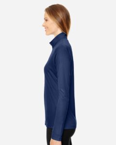 Team 365 TT31W Women’s Zone Performance Quarter-Zip Pullover – Sport Dark Navy (on model side)