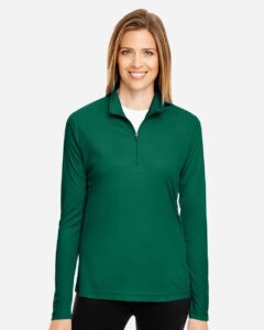 Team 365 TT31W Women’s Zone Performance Quarter-Zip Pullover – Sport Forest (on model)