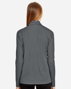 Team 365 TT31W Women’s Zone Performance Quarter-Zip Pullover – Sport Graphite (on model back)