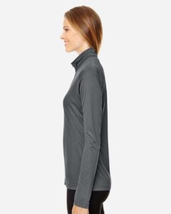 Team 365 TT31W Women’s Zone Performance Quarter-Zip Pullover – Sport Graphite (on model side)
