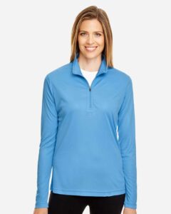 Team 365 TT31W Women’s Zone Performance Quarter-Zip Pullover – Sport Light Blue (on model)