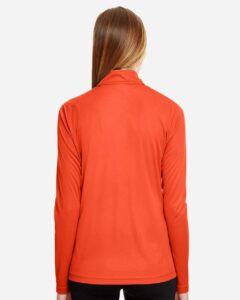 Team 365 TT31W Women’s Zone Performance Quarter-Zip Pullover – Sport Orange (on model back)