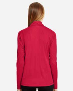 Team 365 TT31W Women’s Zone Performance Quarter-Zip Pullover – Sport Red (on model back)