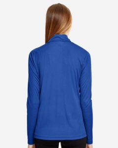 Team 365 TT31W Women’s Zone Performance Quarter-Zip Pullover – Sport Royal (on model back)