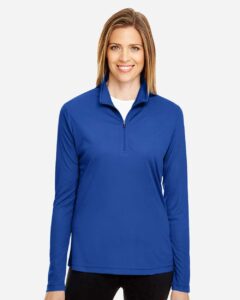Team 365 TT31W Women’s Zone Performance Quarter-Zip Pullover – Sport Royal (on model)
