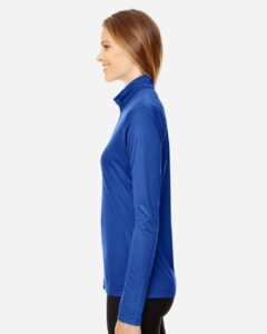 Team 365 TT31W Women’s Zone Performance Quarter-Zip Pullover – Sport Royal (on model side)