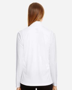 Team 365 TT31W Women’s Zone Performance Quarter-Zip Pullover – White (on model back)