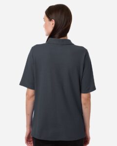 Harriton M105W Women’s Maverick CVC Pique Polo – Dark Charcoal (on model back)