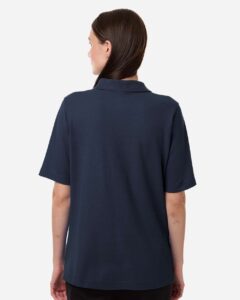 Harriton M105W Women’s Maverick CVC Pique Polo – Dark Navy (on model back)