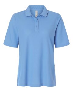 Harriton M105W Women’s Maverick CVC Pique Polo – Light College Blue