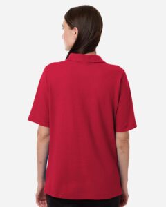 Harriton M105W Women’s Maverick CVC Pique Polo – Red (on model back)