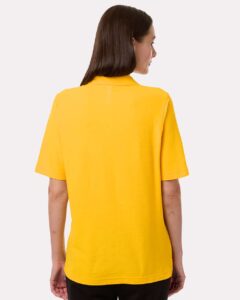 Harriton M105W Women’s Maverick CVC Pique Polo – Sunray Yellow (on model back)