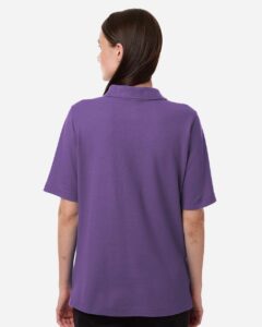 Harriton M105W Women’s Maverick CVC Pique Polo – Team Purple (on model back)