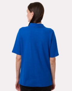 Harriton M105W Women’s Maverick CVC Pique Polo – True Royal (on model back)