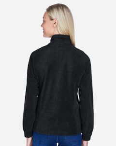 Harriton M990W Women’s Full-Zip Fleece – Black (on model back)