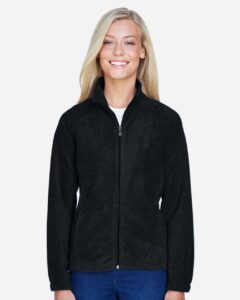 Harriton M990W Women’s Full-Zip Fleece – Black (on model)