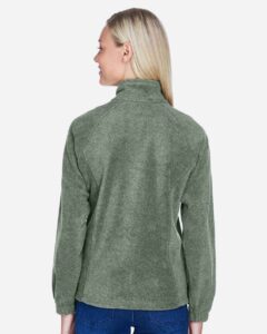 Harriton M990W Women’s Full-Zip Fleece – Dill (on model back)