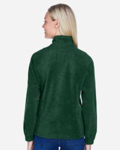 Harriton M990W Women’s Full-Zip Fleece – Hunter (on model back)