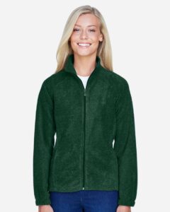Harriton M990W Women’s Full-Zip Fleece – Hunter (on model)