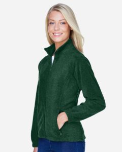 Harriton M990W Women’s Full-Zip Fleece – Hunter (on model side)