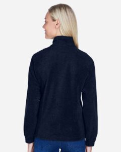 Harriton M990W Women’s Full-Zip Fleece – Navy (on model back)