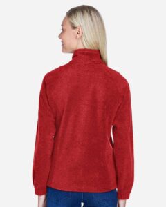 Harriton M990W Women’s Full-Zip Fleece – Red (on model back)