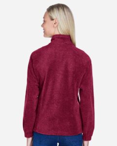 Harriton M990W Women’s Full-Zip Fleece – Wine (on model back)