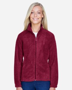 Harriton M990W Women’s Full-Zip Fleece – Wine (on model)
