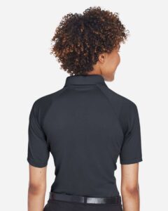 Harriton M211W Women’s Advantage Tactical Polo – Dark Charcoal (on model back)