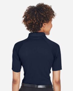 Harriton M211W Women’s Advantage Tactical Polo – Dark Navy (on model back)