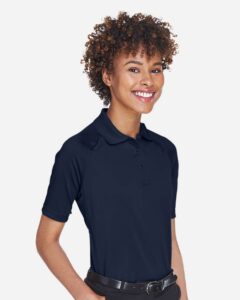Harriton M211W Women’s Advantage Tactical Polo – Dark Navy (on model side)