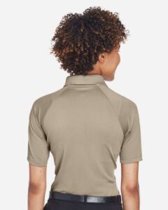 Harriton M211W Women’s Advantage Tactical Polo – Desert Khaki (on model back)