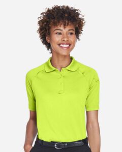 Harriton M211W Women’s Advantage Tactical Polo – Safety Yellow (on model)