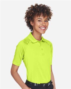 Harriton M211W Women’s Advantage Tactical Polo – Safety Yellow (on model side)