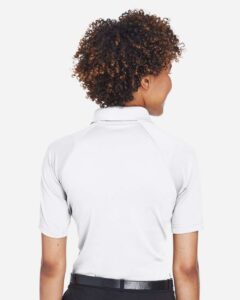 Harriton M211W Women’s Advantage Tactical Polo – White (on model back)