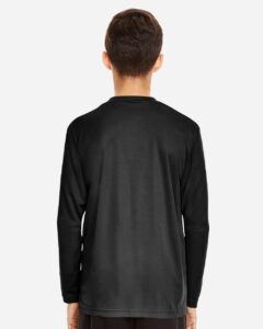 Team 365 TT11YL Youth Zone Performance Long Sleeve T-Shirt – Black (on model back)