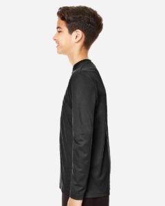 Team 365 TT11YL Youth Zone Performance Long Sleeve T-Shirt – Black (on model side)