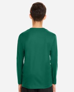 Team 365 TT11YL Youth Zone Performance Long Sleeve T-Shirt – Sport Forest (on model back)