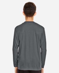 Team 365 TT11YL Youth Zone Performance Long Sleeve T-Shirt – Sport Graphite (on model back)