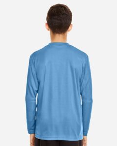 Team 365 TT11YL Youth Zone Performance Long Sleeve T-Shirt – Sport Light Blue (on model back)