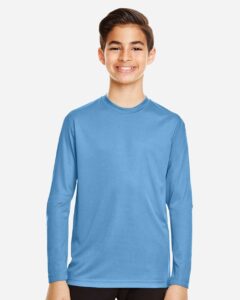 Team 365 TT11YL Youth Zone Performance Long Sleeve T-Shirt – Sport Light Blue (on model)