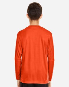 Team 365 TT11YL Youth Zone Performance Long Sleeve T-Shirt – Sport Orange (on model back)
