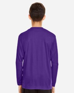 Team 365 TT11YL Youth Zone Performance Long Sleeve T-Shirt – Sport Purple (on model back)